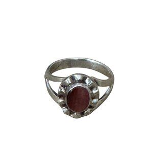 Cats Eye Carnelian Agate Sterling Silver Ring Size 6.5 Vintage Split Band Elegan